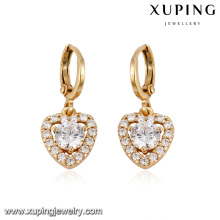 27615 Dainty ladies jewelry noble design heart shaped Irish style golden gemstone drop earrings